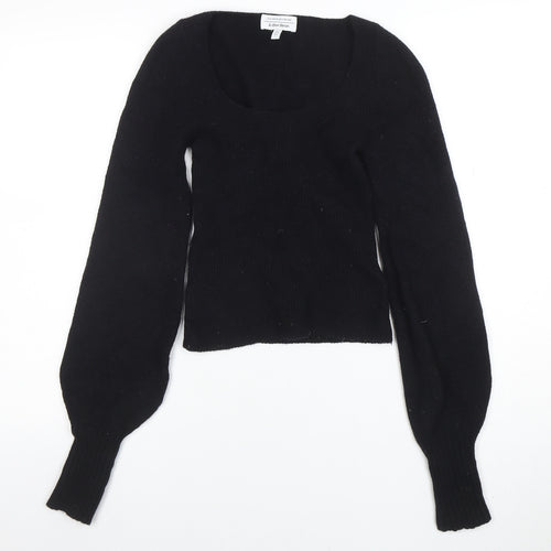 Aritzia Women Black Wool Blend Scoop Neck Long Sleeve Jumper Size S
