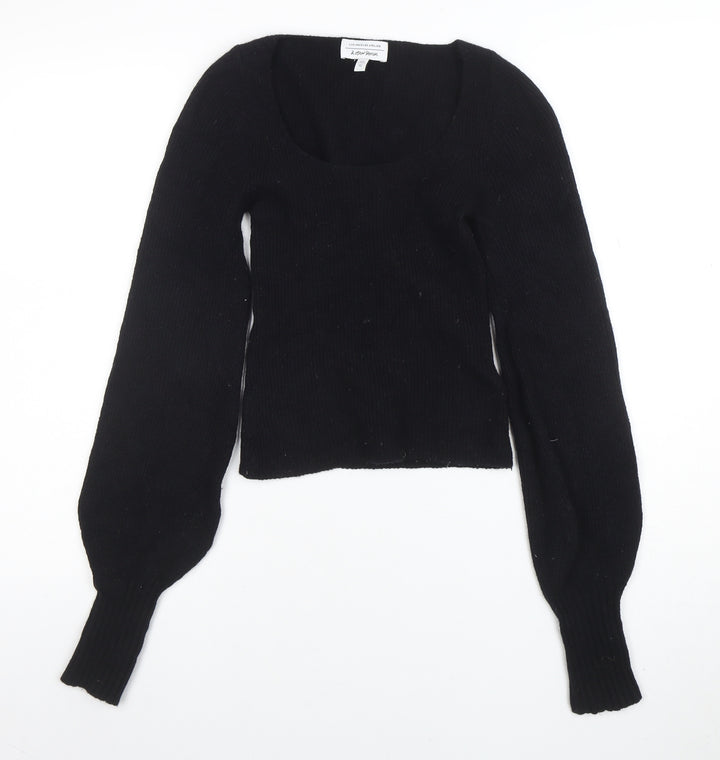 Aritzia Women Black Wool Blend Scoop Neck Long Sleeve Jumper Size S