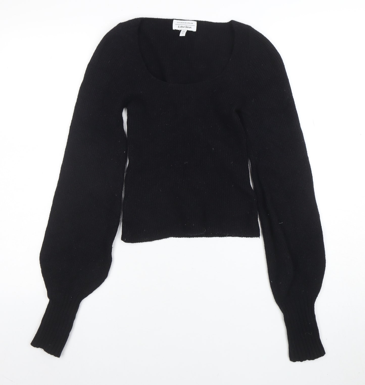Aritzia Women Black Wool Blend Scoop Neck Long Sleeve Jumper Size S