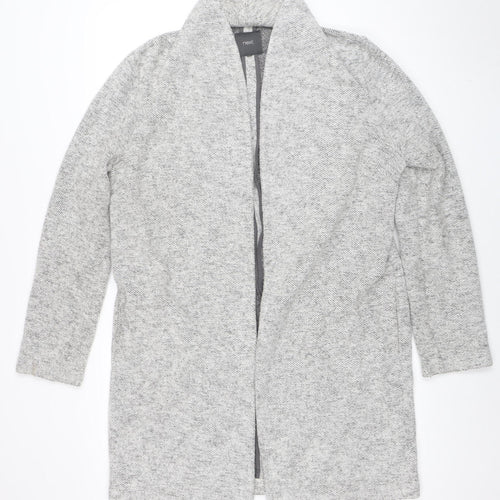 Next Women's Grey Knit Long Coatigan Size 14 Open Front