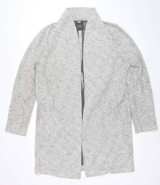 Next Women's Grey Knit Long Coatigan Size 14 Open Front