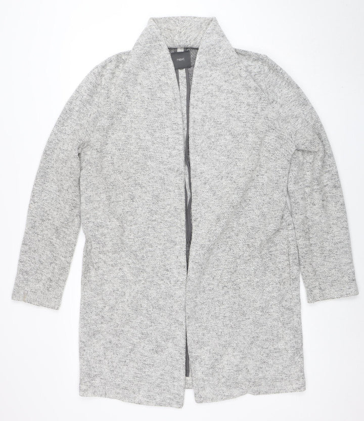 Next Women's Grey Knit Long Coatigan Size 14 Open Front