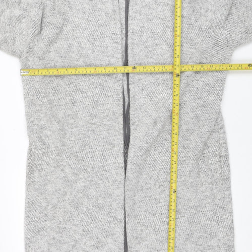 Next Women's Grey Knit Long Coatigan Size 14 Open Front