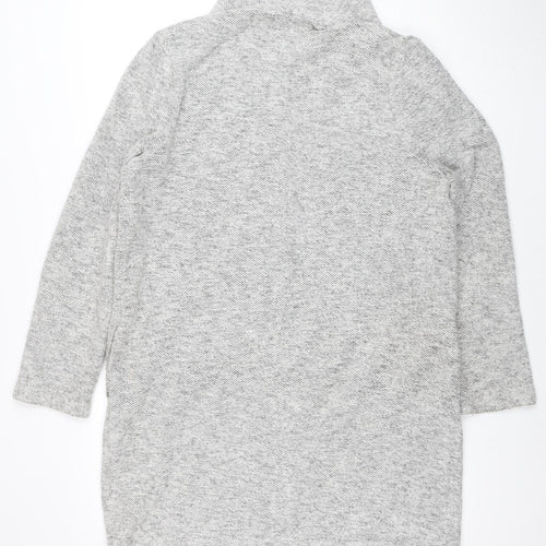 Next Women's Grey Knit Long Coatigan Size 14 Open Front