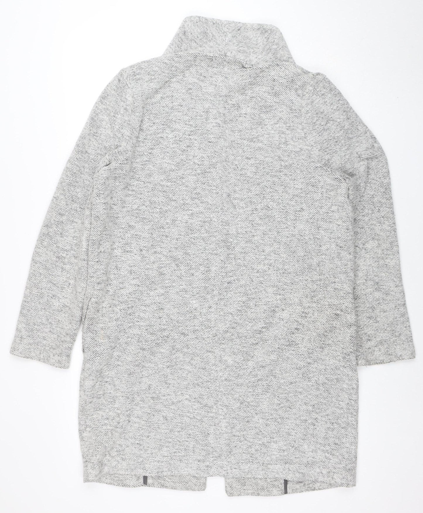 Next Women's Grey Knit Long Coatigan Size 14 Open Front