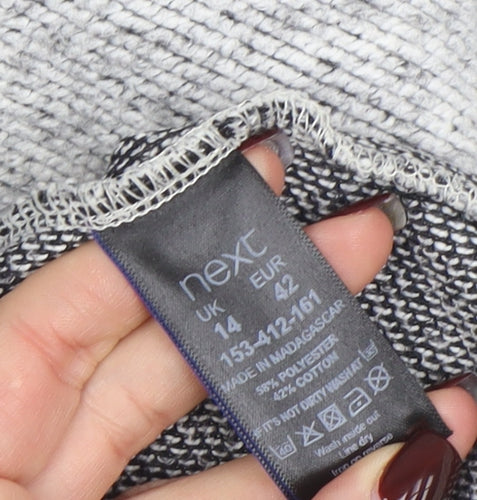 Next Women's Grey Knit Long Coatigan Size 14 Open Front