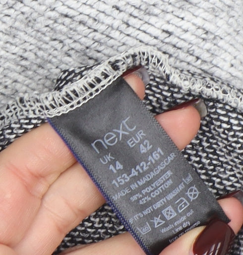 Next Women's Grey Knit Long Coatigan Size 14 Open Front