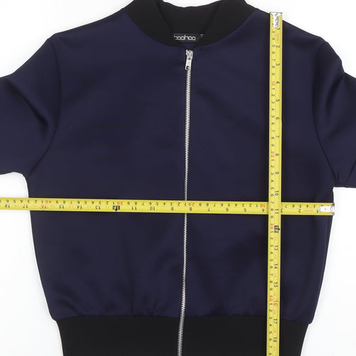 Boohoo Women's Blue Bomber Jacket UK 6 Lightweight Zip-Up Polyester