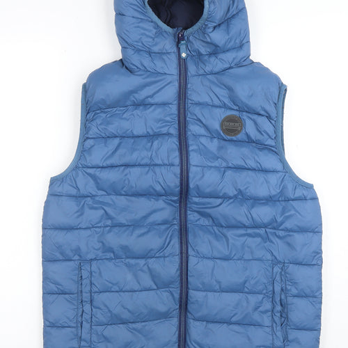 Next Boys Blue Hooded Puffer Waistcoat 16 Years Nylon Lightweight Vest