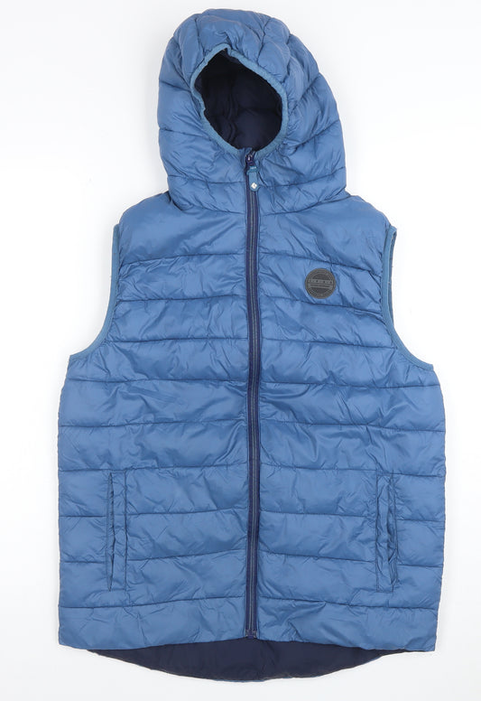Next Boys Blue Hooded Puffer Waistcoat 16 Years Nylon Lightweight Vest