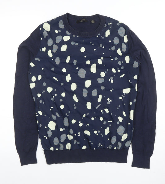 Ted Baker Women Blue Polka Dot Jersey Long Sleeve Blouse S