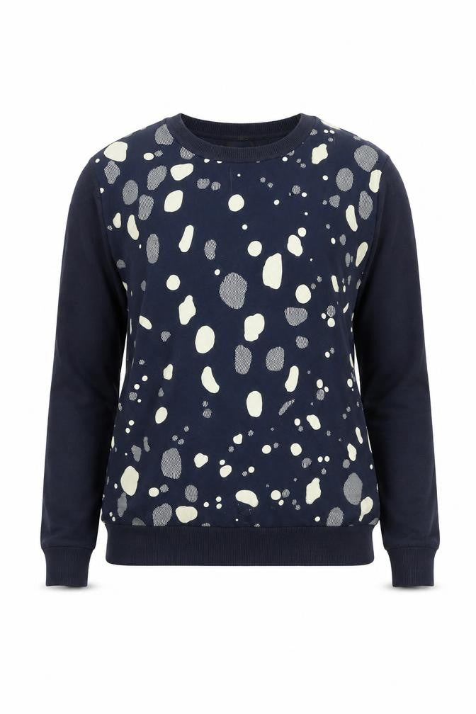 Ted Baker Women Blue Polka Dot Jersey Long Sleeve Blouse S