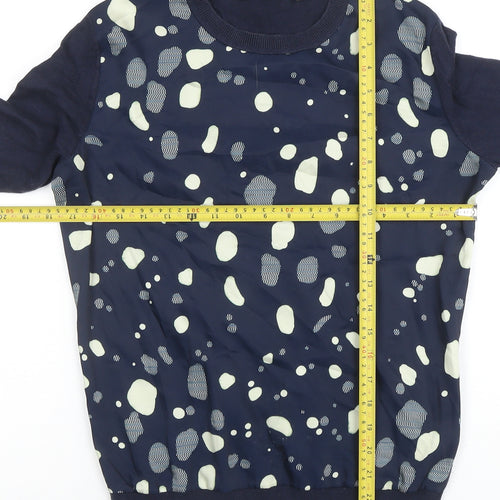 Ted Baker Women Blue Polka Dot Jersey Long Sleeve Blouse S