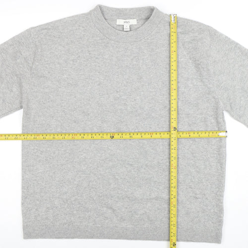 Marks and Spencer Women Grey Knit Short Sleeve Basic Top M