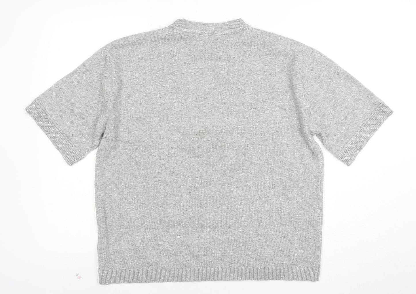 Marks and Spencer Women Grey Knit Short Sleeve Basic Top M