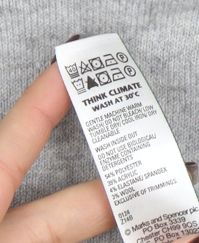 Marks and Spencer Women Grey Knit Short Sleeve Basic Top M