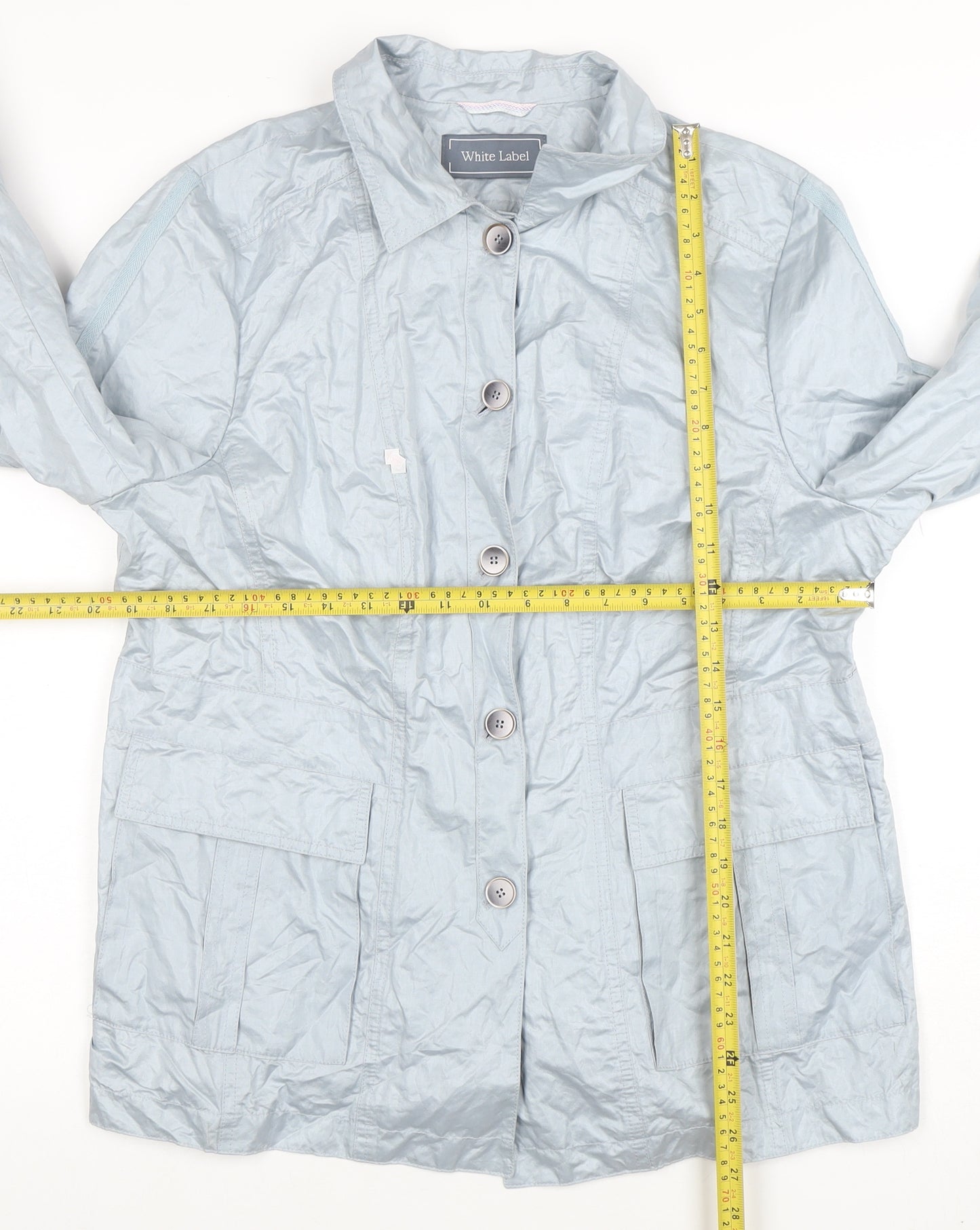 White Label Women's Grey Cotton Blend Mid-Length Casual Jacket Size 24