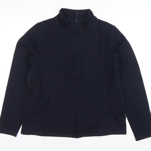 Marks and Spencer Womens Navy Full Zip Sweatshirt UK 16 Cotton Blend