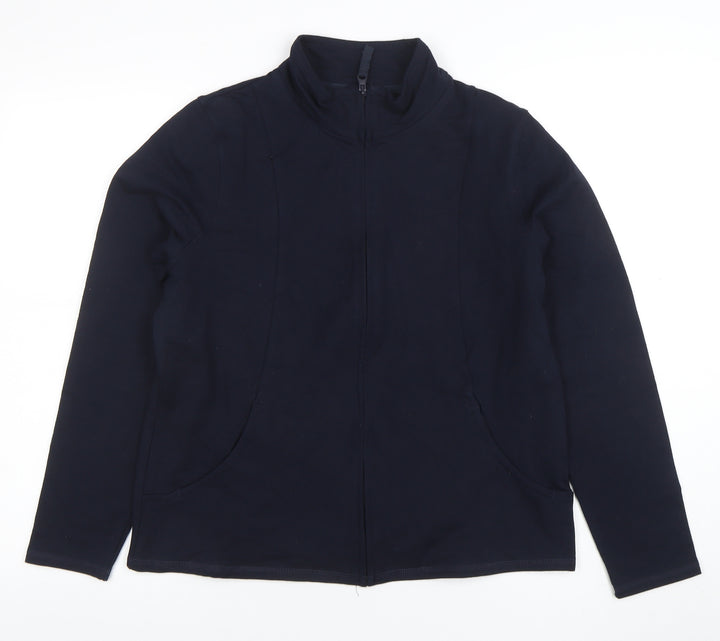 Marks and Spencer Womens Navy Full Zip Sweatshirt UK 16 Cotton Blend