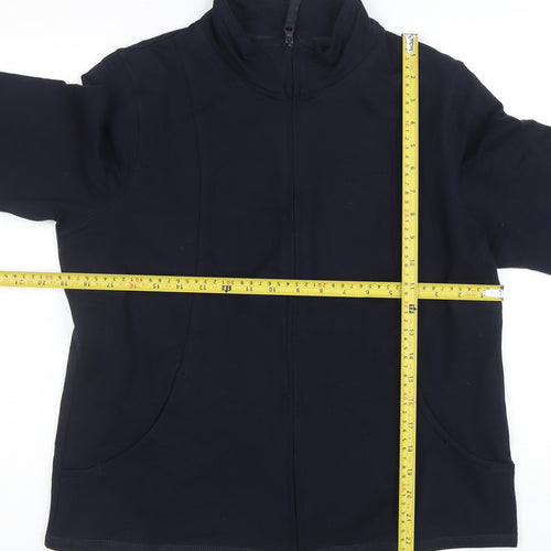 Marks and Spencer Womens Navy Full Zip Sweatshirt UK 16 Cotton Blend