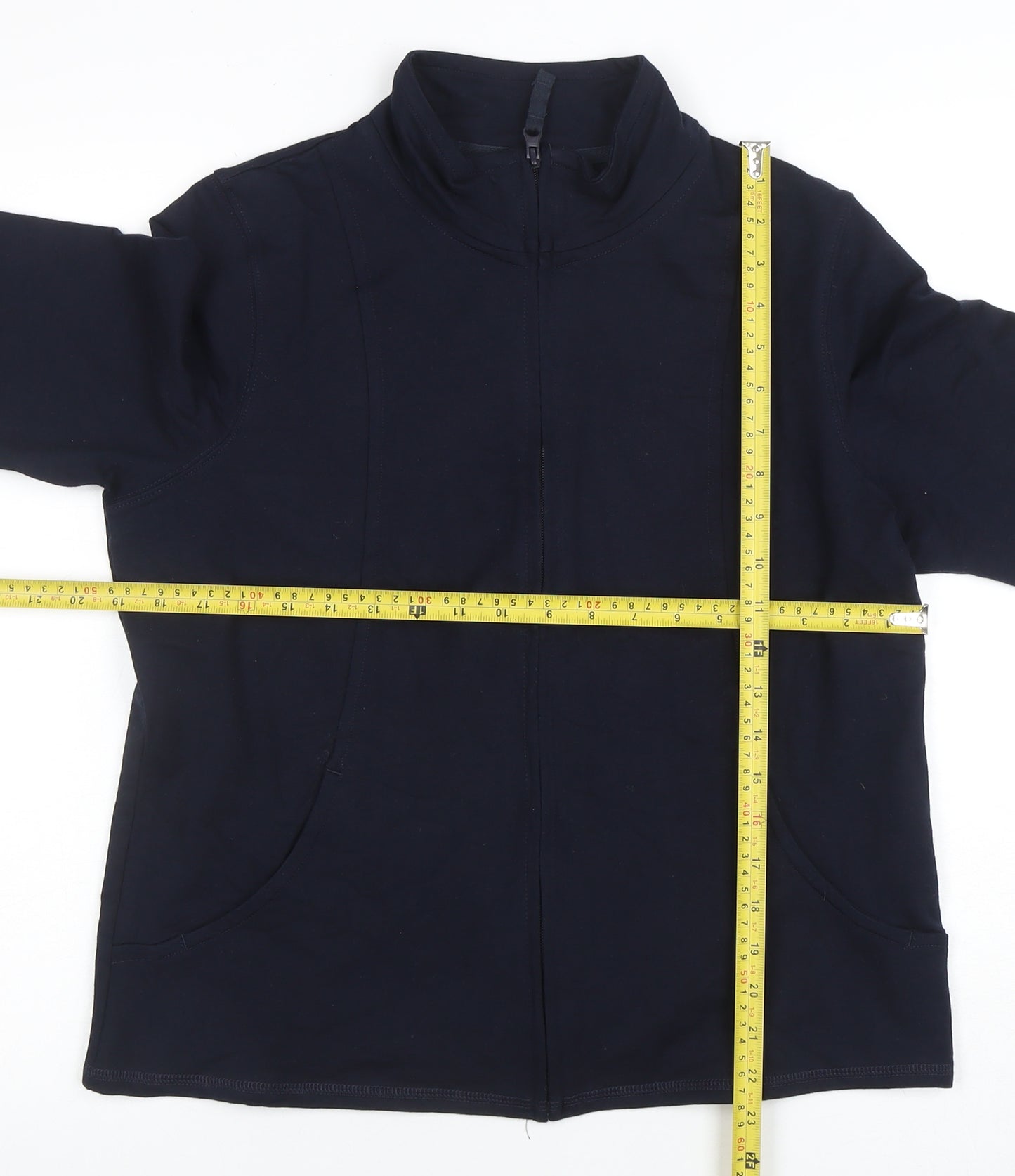 Marks and Spencer Womens Navy Full Zip Sweatshirt UK 16 Cotton Blend