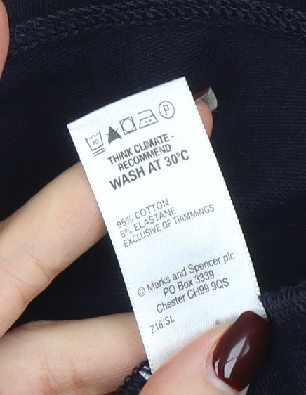 Marks and Spencer Womens Navy Full Zip Sweatshirt UK 16 Cotton Blend