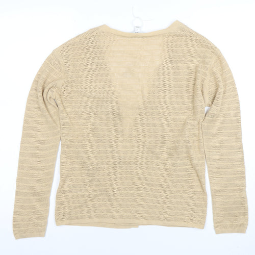 Marks and Spencer Womens Beige Open Knit V-Neck Cardigan Size S