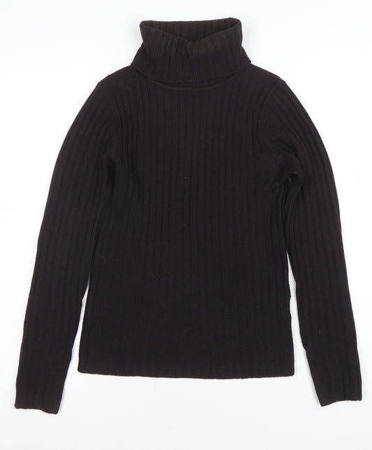 Hobbs Womens Black Merino Wool Roll Neck Jumper Size 10