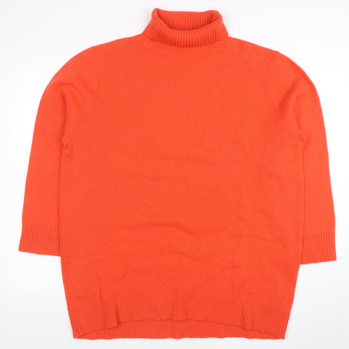 Next Women Orange Roll Neck Jumper L 100% Wool Emma Willis Collection