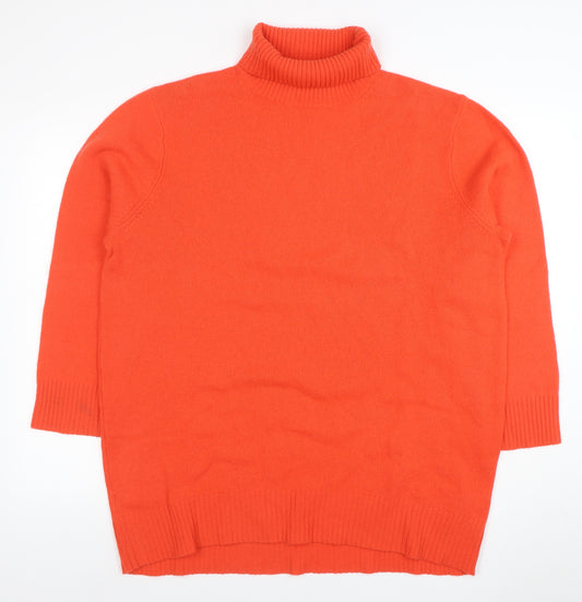 Next Women Orange Roll Neck Jumper L 100% Wool Emma Willis Collection