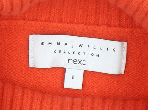 Next Women Orange Roll Neck Jumper L 100% Wool Emma Willis Collection