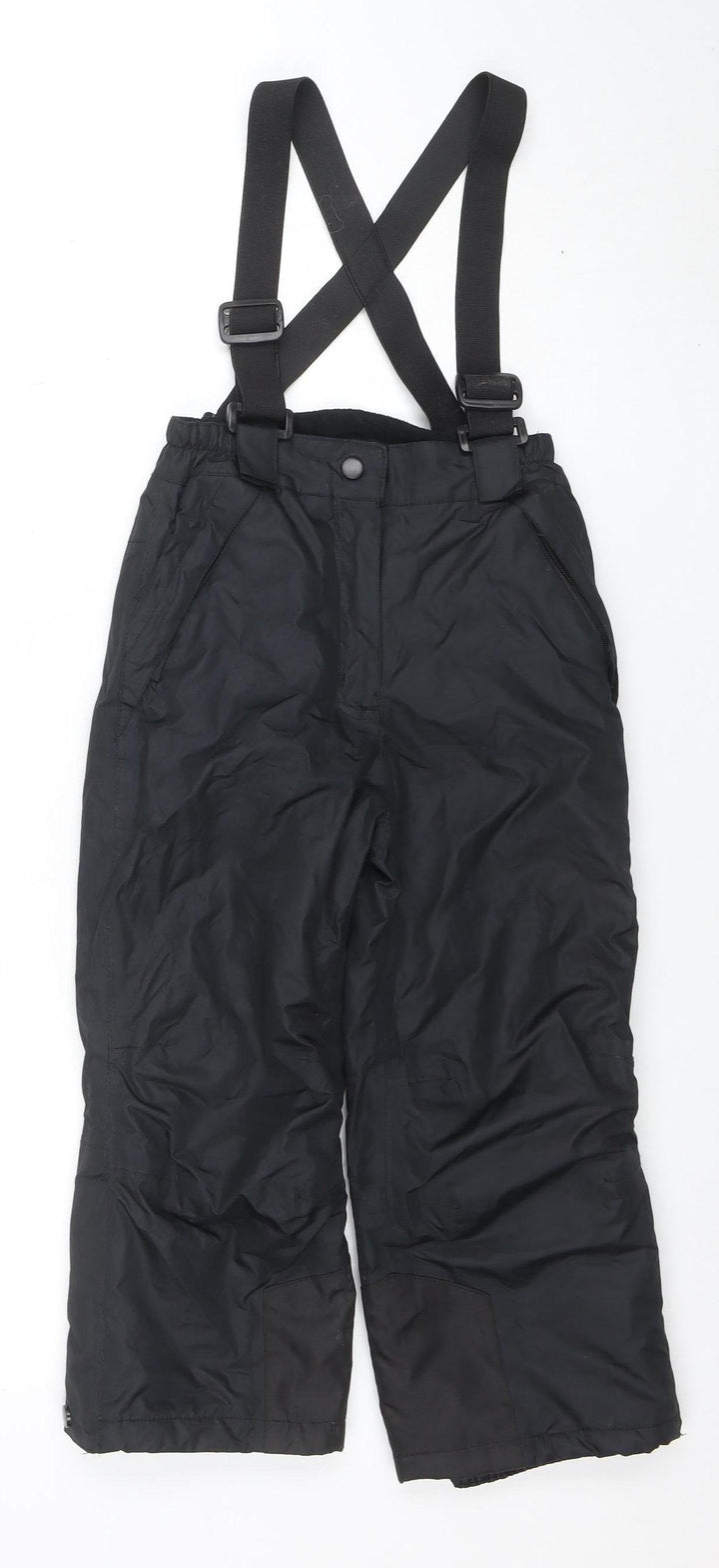 Crane Boys Black 5-6 Years Waterproof Snow Pants with Adjustable Straps