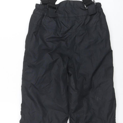 Crane Boys Black 5-6 Years Waterproof Snow Pants with Adjustable Straps