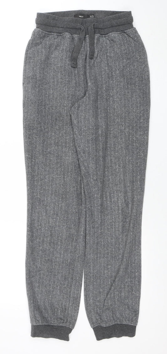 Next Women Grey Herringbone Jogger Trousers XS Regular Fit