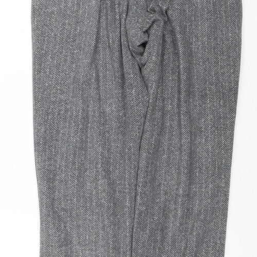 Next Women Grey Herringbone Jogger Trousers XS Regular Fit