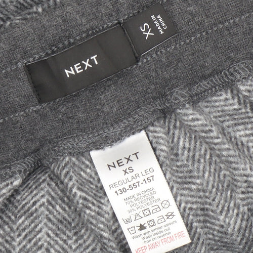 Next Women Grey Herringbone Jogger Trousers XS Regular Fit