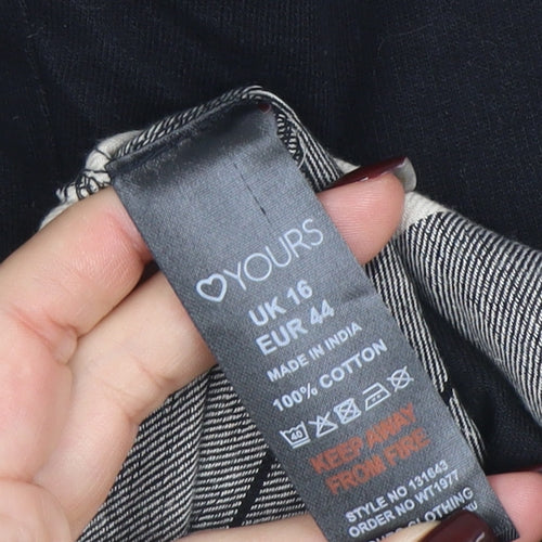 Yours Women’s Black Checked Cotton Hooded Flannel Shirt UK 16