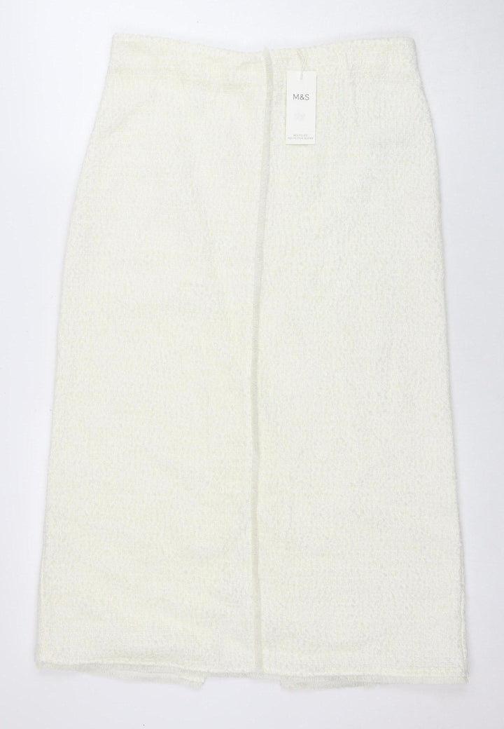 Marks and Spencer Women’s Ivory Knit Midi Pencil Skirt Size 14