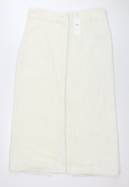 Marks and Spencer Women’s Ivory Knit Midi Pencil Skirt Size 14