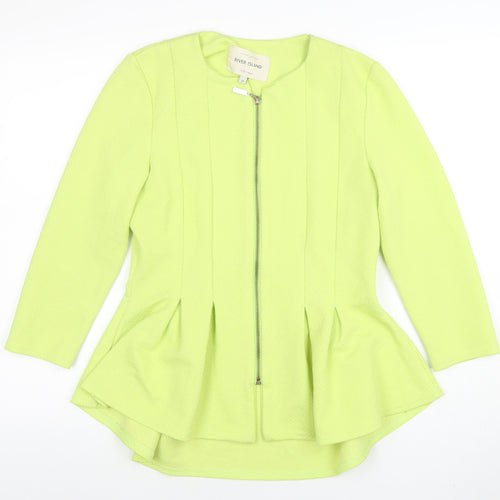 River Island Women's Yellow Zip Front Peplum Jacket Size 12