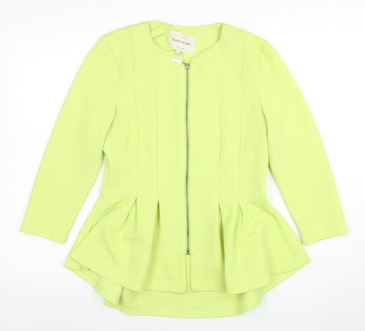 River Island Women's Yellow Zip Front Peplum Jacket Size 12
