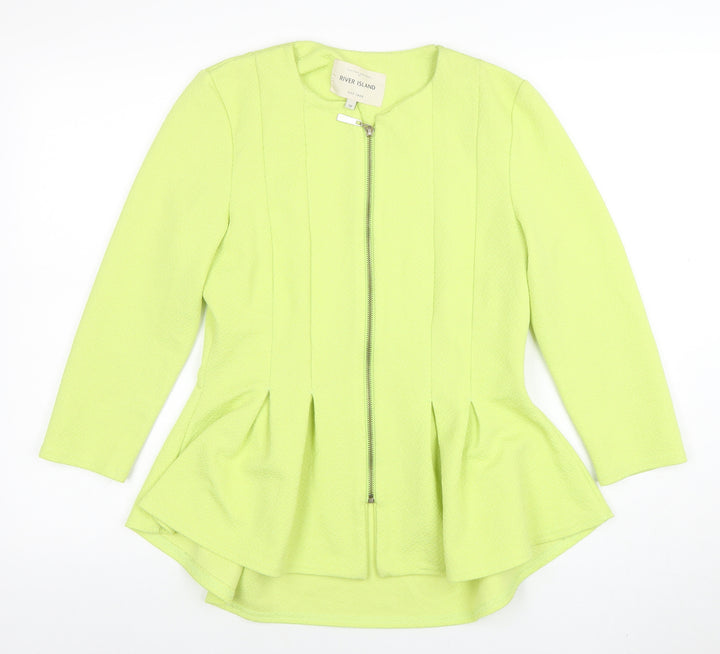 River Island Women's Yellow Zip Front Peplum Jacket Size 12