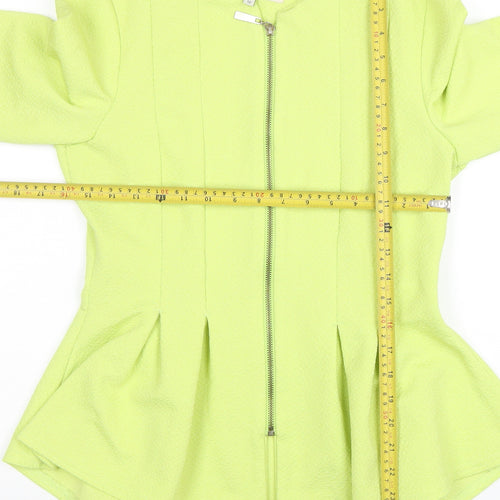 River Island Women's Yellow Zip Front Peplum Jacket Size 12