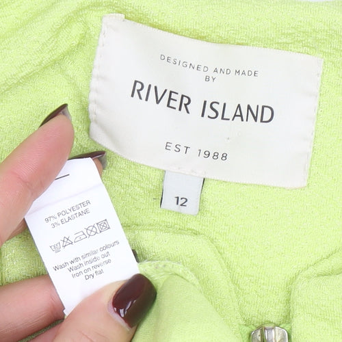 River Island Women's Yellow Zip Front Peplum Jacket Size 12