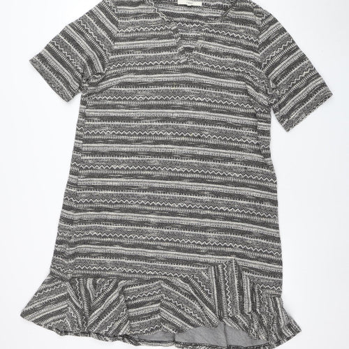 Next Women Grey Striped 3/4 Sleeve Knit Shift Dress Size 18