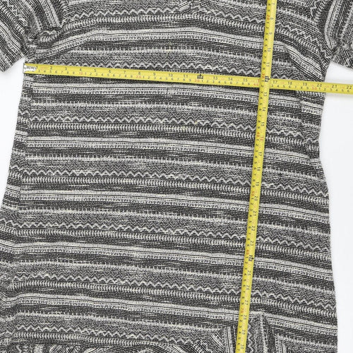 Next Women Grey Striped 3/4 Sleeve Knit Shift Dress Size 18