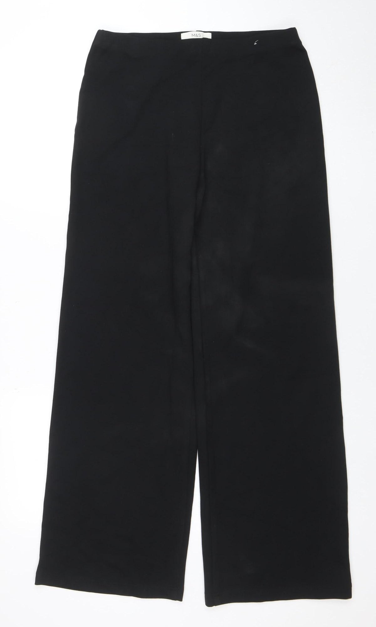 Marks and Spencer Women's Black Size 12 Regular Straight Trousers