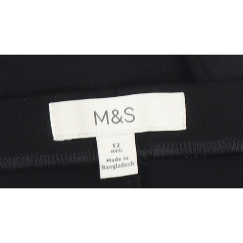 Marks and Spencer Women's Black Size 12 Regular Straight Trousers