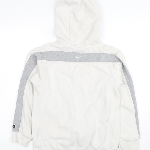 Nike Womens White Grey Hoodie L 14-16 Pullover Cotton Blend Logo