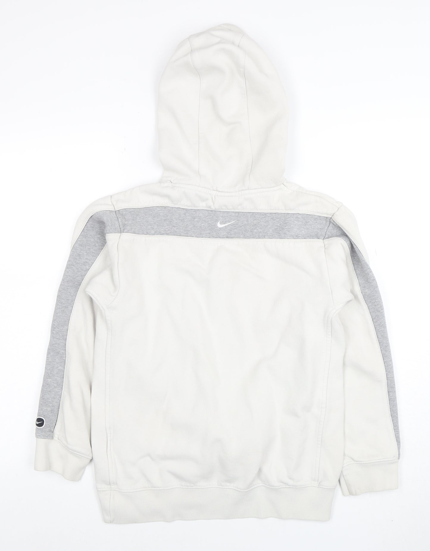 Nike Womens White Grey Hoodie L 14-16 Pullover Cotton Blend Logo